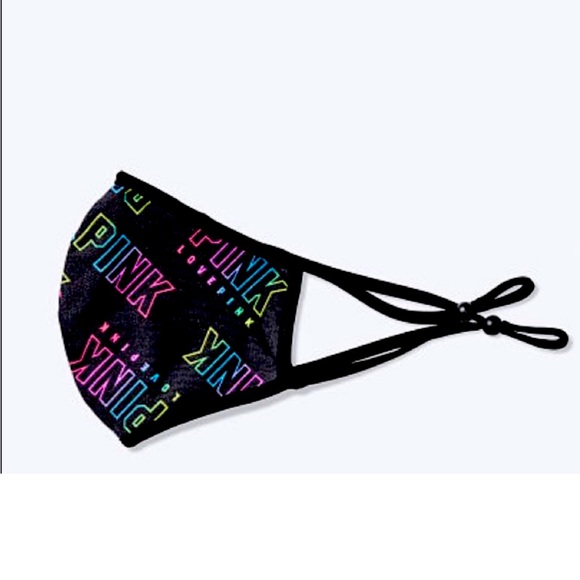 NWT PINK VICTORIA’S SECRET  RAINBOW/BLACK LOGO REUSABLE MASK - Picture 1 of 4